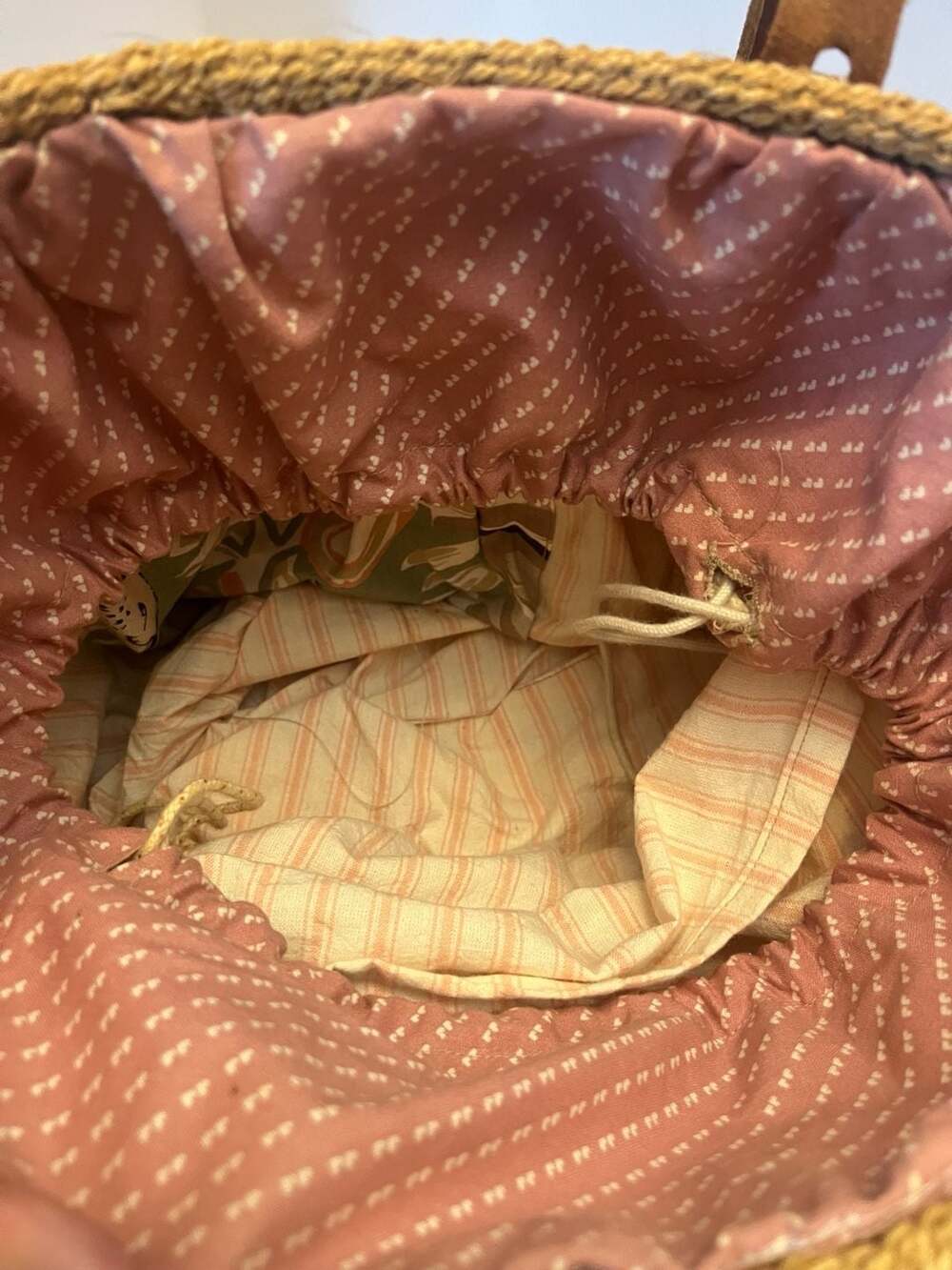 Tote Bag With Draw String and Lining Sisal Woven Tote Bag Hand Woven Tote Bag/ B - Picture 4 of 5
